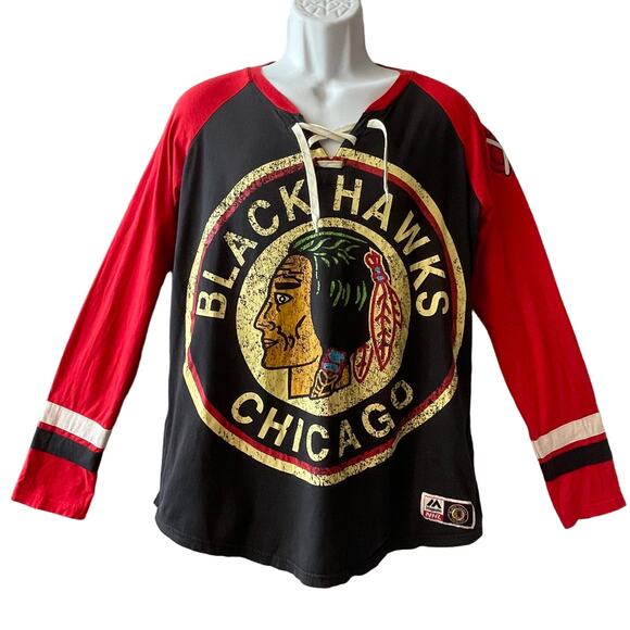 Majestic Vintage Hockey NHL Chicago Blackhawks Jersey Style Tee Shirt Size XL - Picture 1 of 5